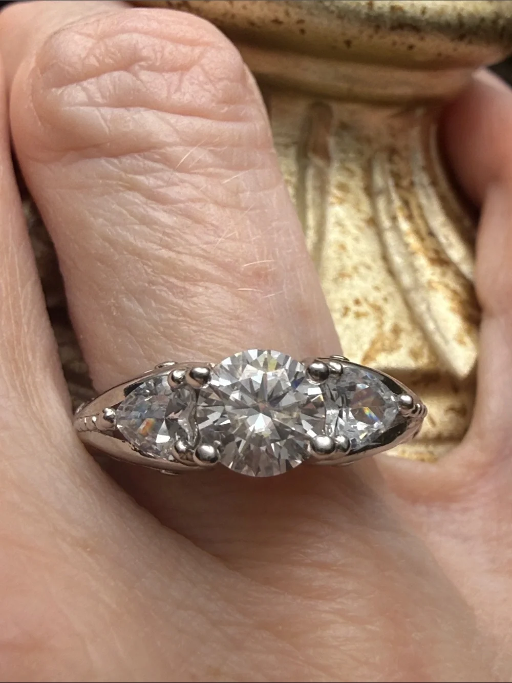 Classic Three-Stone GRA CERTIFIED MOISSANITE DIAMOND Ring 925 Sterling Silver